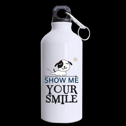 Fashion Cool Design Funny Quotes  inchShow Me Your Smile inch Pattern Sports Bottle - Aluminum Material Water Bottle - 13.5 OZ Two Sides Print