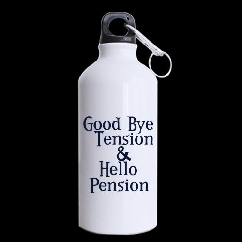 Unique Gift Good Bye Tension  Hello Pension Sports Bottle - 13.5 OZ Two Sides Print