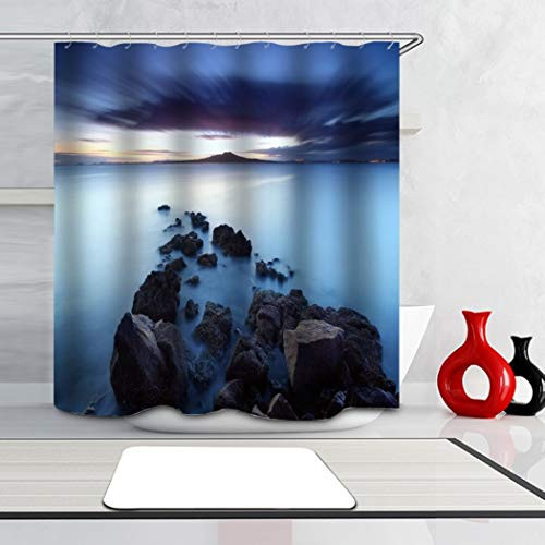 PocaBlife Cloudy Scenery of erhai Lake in yunnan China Curtains Waterproof Colorful Cloth Fabric Durable Shower Custom Bathroom Decor Set with Hooks 54 x 78 inch