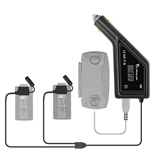 Neige for DJI Mavic Mini Car Battery Charger 3 in 1 USB Car Charger Remote Controller Battery Charger Compatible for DJI Mavic Mini Drone -Black-