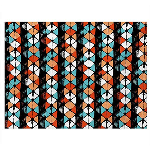 ScottDecor Modern Seabed World Backdrop Vector Contemporary Design Geometric Hexagonal Detailed Image Side Aquarium Poster Background Decoration White Salmon Turquoise and Black W24 x L12 Inch