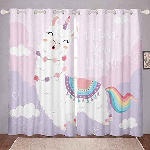 Unicorn Window Drapes Dreamy Horse Llama Curtains for Kids Boys Girls Teens Magical Animal Decor Window Treatment - Thermal Insulated Room Curtains for Living Room 2 Window Curtain Panels Unicorn Window Drapes Dreamy Horse Llama Curtains for Kids Boys Girls Teens Magical Animal Decor Window Treatment - Thermal Insulated Room Curtains for Living Room 2 Window Curtain Panels