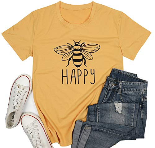 Bee Kind Shirts for Women Cute Animal Bee Graphic Tshirts Happy Blessed Shirts Casual Short Sleeve Tops Dark Yellow Bee Kind Shirts for Women Cute Animal Bee Graphic Tshirts Happy Blessed Shirts Casual Short Sleeve Tops Dark Yellow