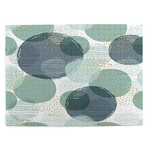 Jigsaw Puzzles 500 PiecesAbstract Geometric Circles And Gold Glitter ElementsLarge Family Puzzle Game Artwork for Adults Teens