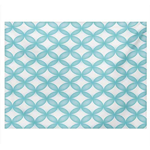 Turquoise Aquarium Decor Backgrounds Geometric Circle Round Oriental Traditional Moroccan Style Simple Pattern Print Underwater Backdrop Image Decor White Blue W24 x L16 Inch