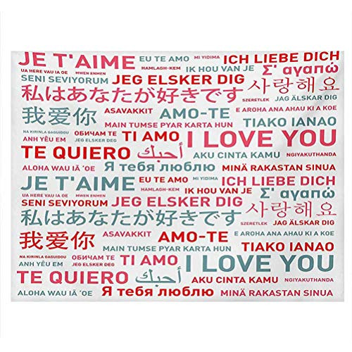 ScottDecor Love Aquarium Poster Emotional Messages in Various World Languages Valentines Theme Romantic Design Side Aquarium Poster Background Decoration White Grey Red W24 x L16 Inch