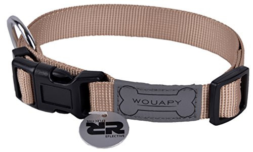 Wouapy Basic Line Collar for Dog 25 mm Width Neck Size 44/65 cm Beige