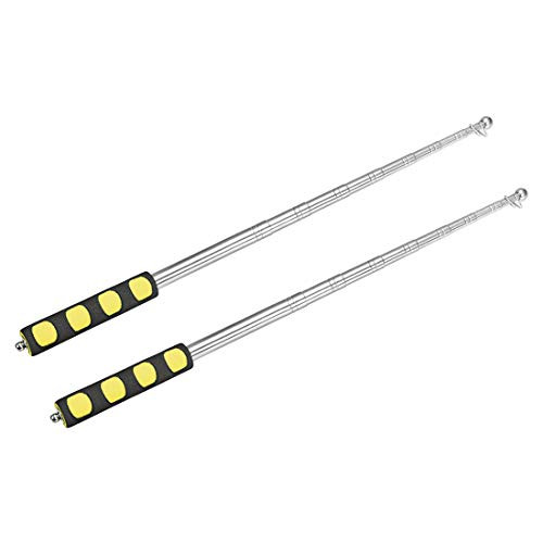 uxcell 2pcs 5.25ft/1.6M Telescopic Handheld Flagpoles Telescopic Guide Flag Pole Sponge Handle Teaching Pointer for Tour Guides and Teachers Yellow