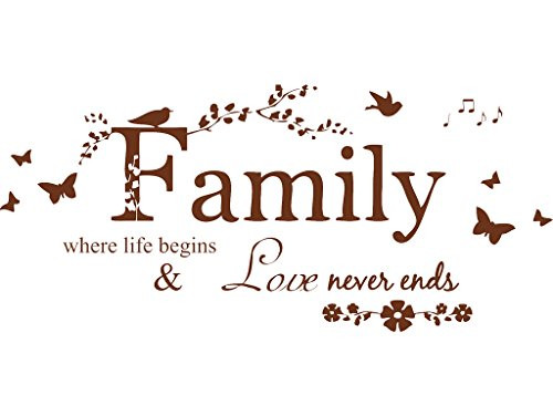 Blinggo Brown 50 x 22 Family Letter Quote Removable Vinyl Decal Art Mural Home Decor Wall Stickers