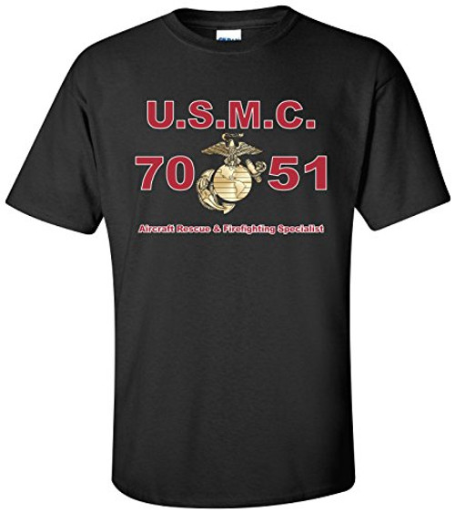 United States Marine Corps MOS 7051 Aircraft Rescue and Firefighting Specialist T-Shirt Black United States Marine Corps MOS 7051 Aircraft Rescue and Firefighting Specialist T-Shirt Black