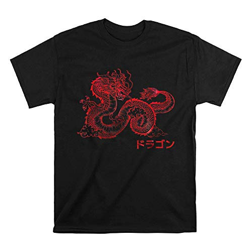 Japanese Aesthetic Red Dragon Symbol Kanji Japan Tattoo Art T-Shirt Long Sleeve Sweatshirt Hoodie