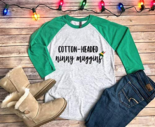 Cotton Headed Ninny Muggins Elf Christmas Raglan Baseball Sleeve Shirt Cotton Headed Ninny Muggins Elf Christmas Raglan Baseball Sleeve Shirt