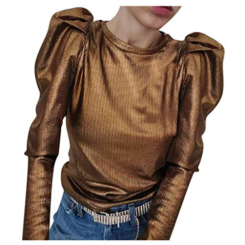 Chanyuhui Shirt Womens Casual Long Sleeve Tunic Tops Fall Tshirt Blouses Brown