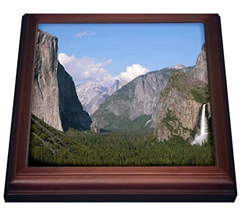 3dRose El Capitan and Bridalveil Falls in Yosemite National Park Trivet with Ceramic Tile 8 by 8 inch Brown