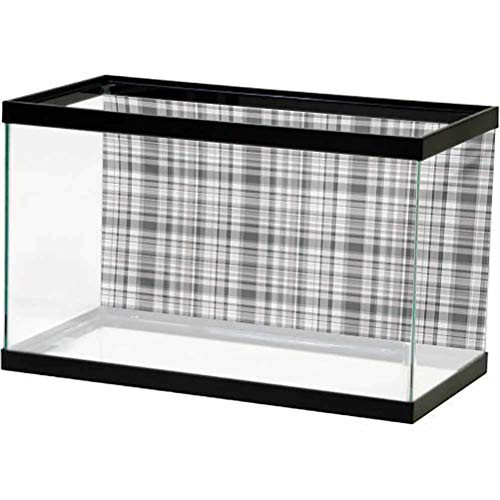 Grey Aquarium Background Sticker Pattern with Modified Stripes Crossed Horizontal and Vertical Lines Forming Squares Decals Poster Grey White L24 X H12 Inch