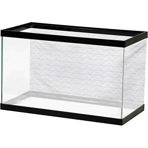 ScottDecor Chevron Aquarium Decor Backgrounds Hand Drawn Style Pattern with Zigzag Lines Horizontal Borders Geometric PVC Adhesive Static Cling Wallpaper Sticker Dark Blue Black White L24 X H12 Inch