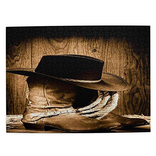 Lidanie 500 Pieces Art Picture Wooden Jigsaw Puzzle Western Wild West Themed Cowboy Hat and Old Ranching Rope On Wooden Display Rodeo Cowboy STYL Jigsaw Puzzles for Adults Teens Lidanie 500 Pieces Art Picture Wooden Jigsaw Puzzle Western Wild West Themed Cowboy Hat and Old Ranching Rope On Wooden Display Rodeo Cowboy STYL Jigsaw Puzzles for Adults Teens