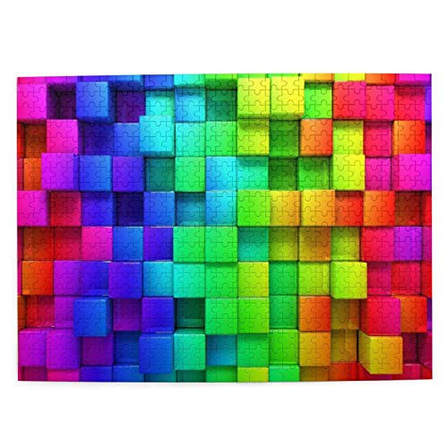 Lidanie 500 Pieces Art Picture Wooden Jigsaw Puzzle Rainbow Colored Contour Display Futuristic Block Brick-Like Geometric Artisan Jigsaw Puzzles for Adults Teens Lidanie 500 Pieces Art Picture Wooden Jigsaw Puzzle Rainbow Colored Contour Display Futuristic Block Brick-Like Geometric Artisan Jigsaw Puzzles for Adults Teens
