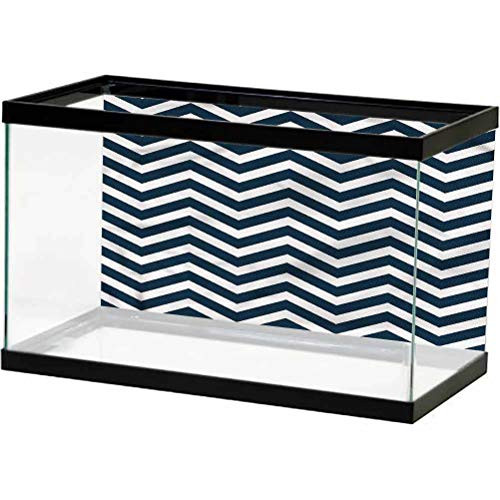 ScottDecor Navy Aquarium Background Zigzag Chevron Blue Lines Decals Sticker L24 X H12 Inch