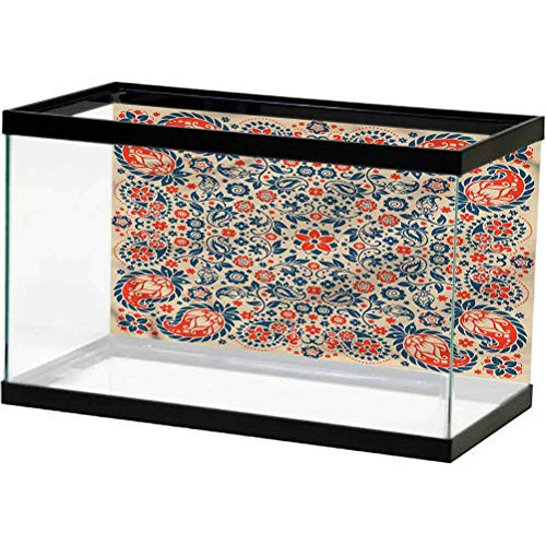 ScottDecor Paisley Aquarium Poster Cultural Folk Persian Side Aquarium Poster Background Decoration L24 X H12 Inch