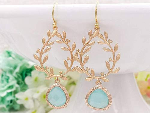 Mint Green Earrings Green and Gold Laurel Wreath Earrings Mint Wedding Bridal Bridesmaids Earrings Mint Green Earrings Green and Gold Laurel Wreath Earrings Mint Wedding Bridal Bridesmaids Earrings