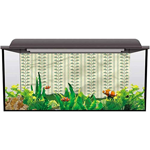 bybyhome Aquarium Backdrop Sticker FloralVertical Lines Leaves Paper Cling L24 X H12 Inch