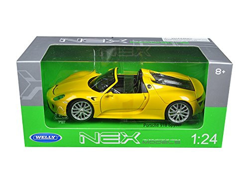 Welly Porsche 918 Spyder 1/24 Scale Diecast Model Car Yellow Welly Porsche 918 Spyder 1/24 Scale Diecast Model Car Yellow