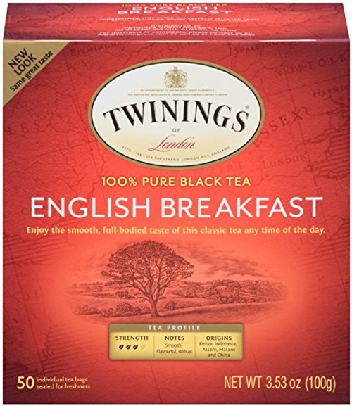 Twinings of London English Breakfast Black Tea Bags, 50 Count (Pack of 6) Twinings of London English Breakfast Black Tea Bags, 50 Count (Pack of 6)