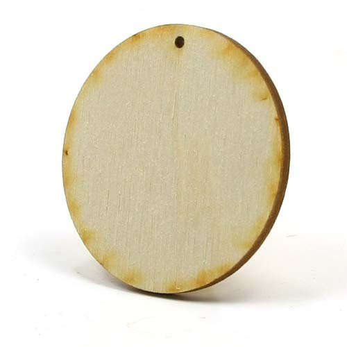 Mylittlewoodshop - Pkg of 25 - Circle Cutout - 2 inch in Diameter with 1 2mm Hole and 1/8 inch Thick Unfinished Wood-LC-CCWH06-26-