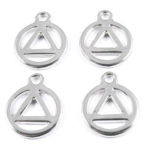TierraCast Pewter Triangle in Circle Charms-Silver Recovery Symbol -20-