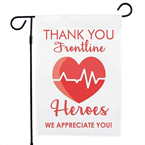 GiftsForYouNow Thank You Frontline Heroes Garden Flag Front Line Workers Essential Worker Appreciation Medical Worker Appreciation