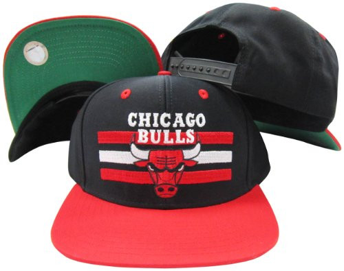 Chicago Bulls Black/Red Two Tone Snapback Adjustable Plastic Snap Back Hat/Cap