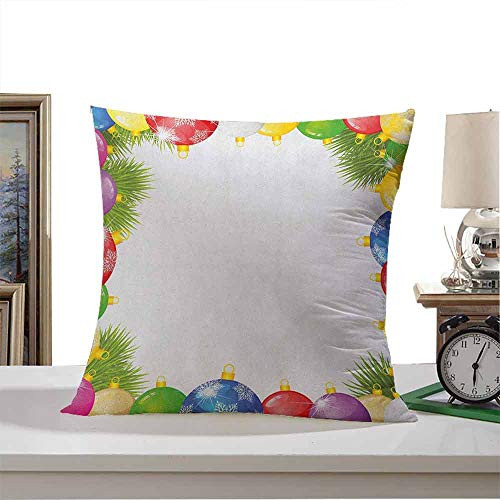 StarsART Throw Pillow Cushion Cover ChristmasXmas Tree Ornaments in Yellow Red Green Blue with Pines Leaves Celebration Theme Multicolor 16 inchx16 inchFit All Season StarsART Throw Pillow Cushion Cover ChristmasXmas Tree Ornaments in Yellow Red Green Blue with Pines Leaves Celebration Theme Multicolor 16 inchx16 inchFit All Season