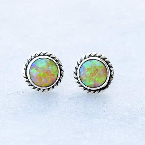 Yellow Lemon Opal Stud Post Earrings Lab Opal Post Earrings 925 Sterling Silver Stud Size