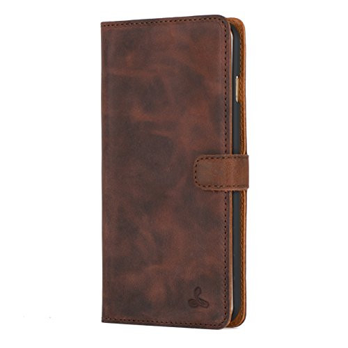 Snakehive iPhone 6 Plus Case Vintage Collection Apple iPhone 6 Plus Wallet Case in Nubuck Leather with Credit Card/Note Slot -Chestnut Brown-