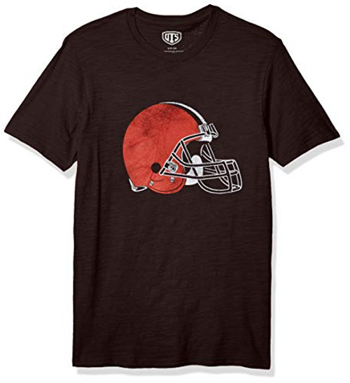 NFL Mens Cleveland Browns OTS Slub Tee Large Distressed Logo - Brown