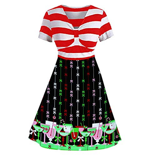 Womens Christmas Dresses Vintage Snowflake Print 50s A-line Swing Dress Lace Patchwork Cocktail Party Dress Xmas Costume