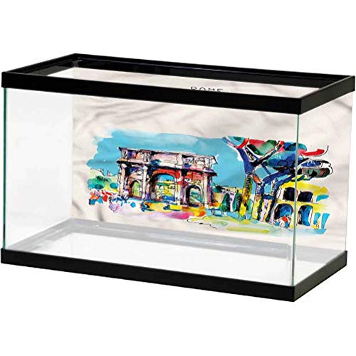 ScottDecor Watercolor Seabed World Backdrop Rome Architecture Italy Side Aquarium Poster Background Decoration L24 X H16 Inch