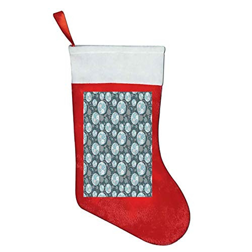 Geometric Circle Decor christmas knee socks Floral Ornamental Pastel Toned Shapes Swirls Lines Vintage Display christmas gifts Pink Blue W12 x L16Inch