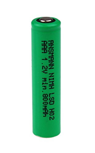 ANSMANN 800 mAh 1.2 V AAA NiMH LSD Flat-Top Battery- Green