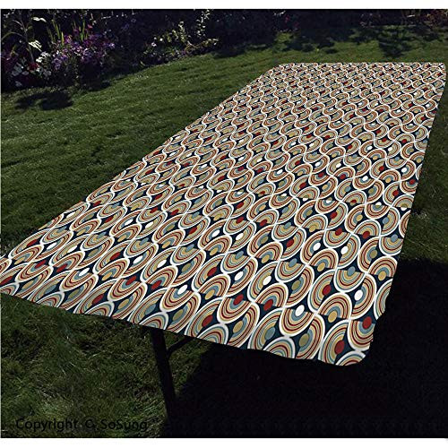 Geometric Polyester Fitted TableclothAbstract Mosaic with Half Spirals Forming Digital Circle Lace Display Decorative Rectangular Elastic Edge Fitted Table CoverFits Rectangular Tables 48x24 Sepia Geometric Polyester Fitted TableclothAbstract Mosaic with Half Spirals Forming Digital Circle Lace Display Decorative Rectangular Elastic Edge Fitted Table CoverFits Rectangular Tables 48x24 Sepia