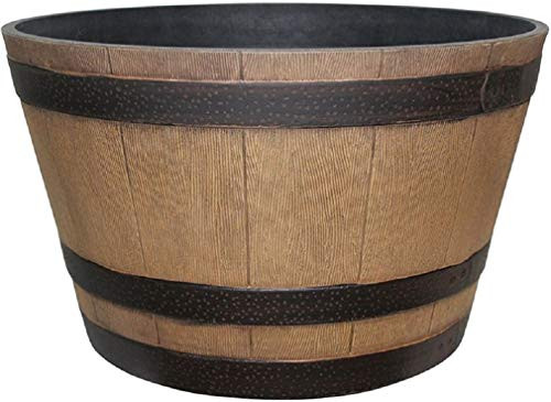 Southern Patio Hdr-055440 Whiskey Barrel Planter Resin Natural Oak