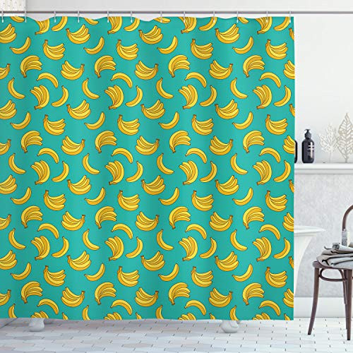 Ambesonne Yellow and Blue Shower Curtain Tropical Bananas Pattern in Vivid Tones Exotic Style Palm Summer Graphic Cloth Fabric Bathroom Decor Set with Hooks 75 inch Long Yellow Teal Ambesonne Yellow and Blue Shower Curtain Tropical Bananas Pattern in Vivid Tones Exotic Style Palm Summer Graphic Cloth Fabric Bathroom Decor Set with Hooks 75 inch Long Yellow Teal