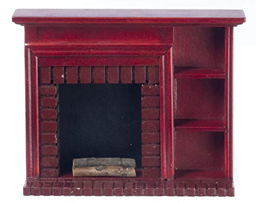 Melody Jane Dollhouse Mahogany Fireplace with Display Shelves Miniature 112 Furniture