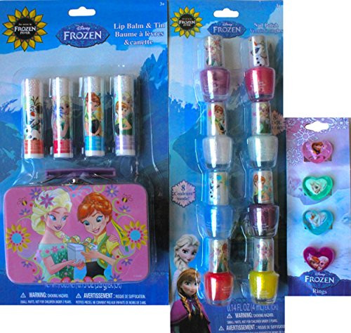 Disney Frozen Toys and Games Cosmetic Gift Set Lip Balm and Tin with Disney Frozen Nail Polish Set with Disney Frozen Rings