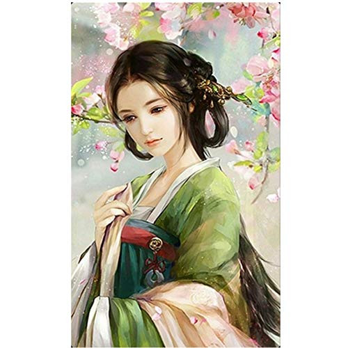GZZG 5D DIY Full Diamond Painting Mosaic Retro Japanese Woman Diamond Rhinestone Embroidery Cross Stitch Full Display Home Art-40x50cm