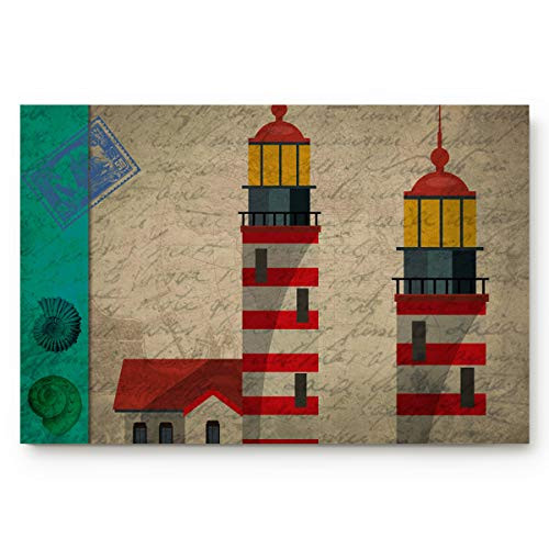 Doormats Entrance Rugs Entryway Door Mats Lighthouse Stamp Seaside Floor Mats Apartment Office Front Door 23.6 x 15.7 inches Brown