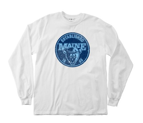 Maine Black Bears 100-Percent Pre-Shrunk Vintage Circle College Long Sleeve Tee 3X-Large White