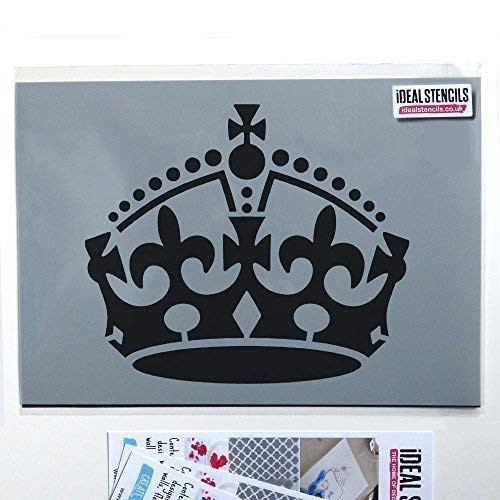 Crown Girls Nursery Stencil - Home Wall Decorating  and  Craft Stencil - Paint Walls Fabrics  and  Furniture - 190 Mylar Reusable Stencil -XS/11X12.5CM- Crown Girls Nursery Stencil - Home Wall Decorating  and  Craft Stencil - Paint Walls Fabrics  and  Furniture - 190 Mylar Reusable Stencil -XS/11X12.5CM-