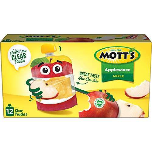 Motts Applesauce 3.2 Ounce Clear Pouch 12 Count -Pack of 4- Perfect for on-the-go Gluten Free and Vegan Motts Applesauce 3.2 Ounce Clear Pouch 12 Count -Pack of 4- Perfect for on-the-go Gluten Free and Vegan